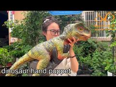 Customized Size Green T Rex Baby Dinosaur Hand Puppet For Stage Show And Garden